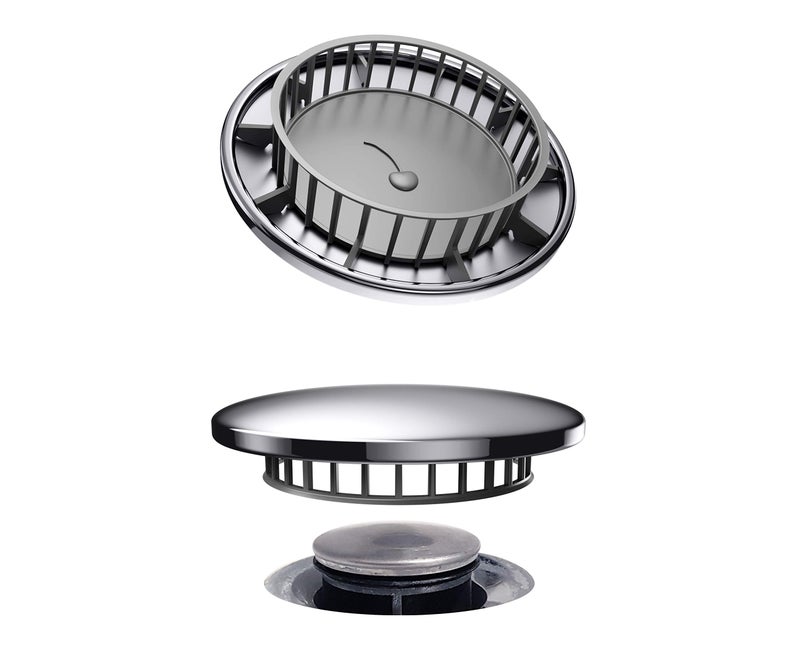 Chrome Cherry Tub Flo Stainless Steel Shower Drain Hair Catcher, Hair Stopper for Bathtub and Sink, Easy-Install Drain Filter, Fit for 0.75'' x 2.64" Sink Hole - Image 1